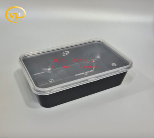 Hộp chữ nhật đen Microwave 550ml - Sản Phẩm Nhựa Dùng 1 Lần VH Pack - Công Ty TNHH VH Pack