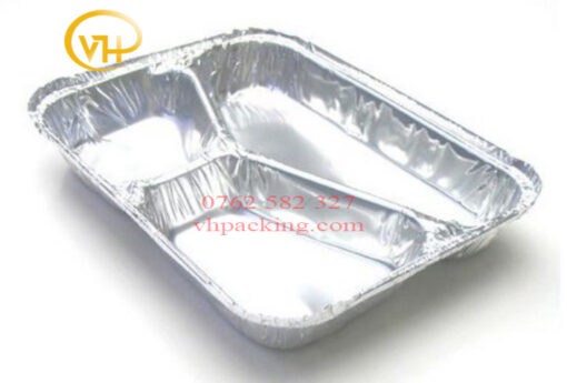 Khay nhôm chữ nhật 3 ngăn 800ml - Sản Phẩm Nhựa Dùng 1 Lần VH Pack - Công Ty TNHH VH Pack