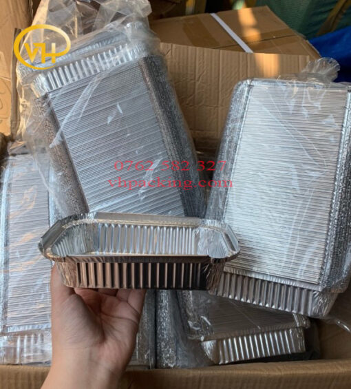 Khay nhôm chữ nhật 600ml kèm nắp giấy - Sản Phẩm Nhựa Dùng 1 Lần VH Pack - Công Ty TNHH VH Pack