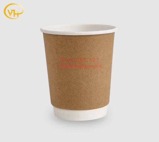 Ly giấy 2 lớp nâu 8oz - 240ml - Sản Phẩm Nhựa Dùng 1 Lần VH Pack - Công Ty TNHH VH Pack