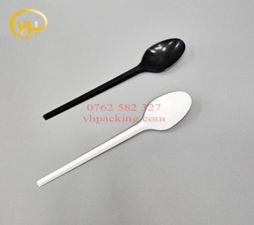 Muỗng nhựa đen ngắn 125mm - Sản Phẩm Nhựa Dùng 1 Lần VH Pack - Công Ty TNHH VH Pack