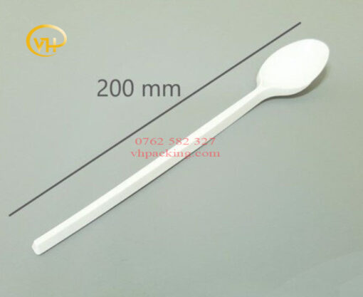 Muỗng nhựa trà sữa trắng dài 20cm (SP-200) - Sản Phẩm Nhựa Dùng 1 Lần VH Pack - Công Ty TNHH VH Pack