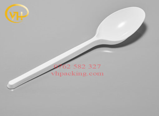 Muỗng nhựa trắng ngắn 125mm - Sản Phẩm Nhựa Dùng 1 Lần VH Pack - Công Ty TNHH VH Pack