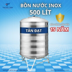 Bồn nước inox 500L Tân Đạt - Công Ty Cổ Phần Bồn Bể Công Nghiệp Tân Đạt