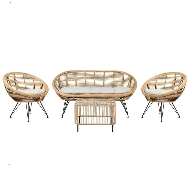 Bộ nội thất mây 1 ghế sofa hai chỗ, 2 ghế đơn, 1 bàn cà phê - FurniCrafts - Nhà Sản Xuất Nội Thất Mây