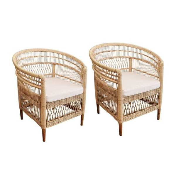 Cặp ghế bành mây đơn giản có đệm - FurniCrafts - Nhà Sản Xuất Nội Thất Mây