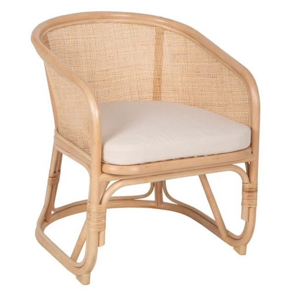 Ghế bành thùng mây tự nhiên có đệm ngồi - FurniCrafts - Nhà Sản Xuất Nội Thất Mây