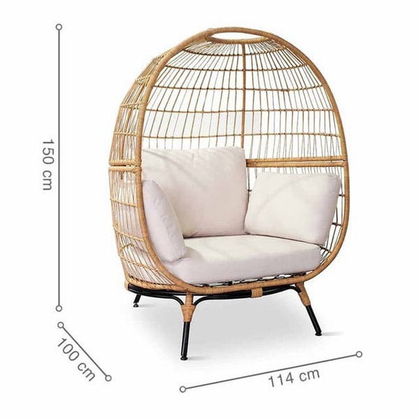 Ghế thư giãn mây hình trứng có đệm - FurniCrafts - Nhà Sản Xuất Nội Thất Mây