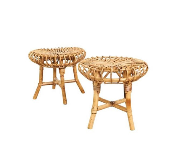 Ghế đẩu mây tròn - FurniCrafts - Nhà Sản Xuất Nội Thất Mây