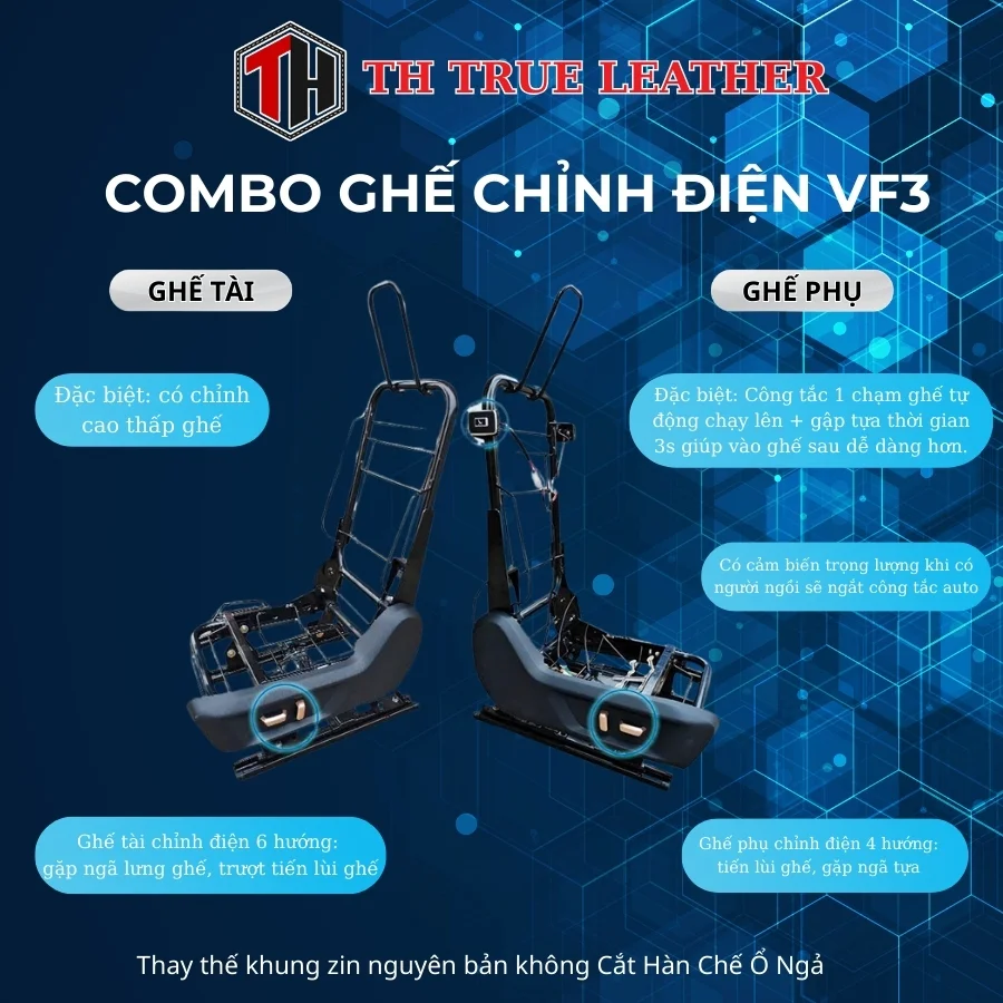 Ghế chỉnh điện VinFast VF3 - Đồ Nội Thất Ô Tô TH True Leather  - Công Ty TNHH TH True Leather