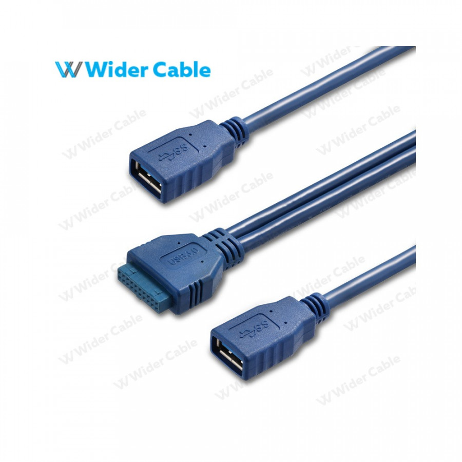 USB-30 Panel Mount Cable USB-30 IDC 20PF To USB-30 Female Cable Blue Color