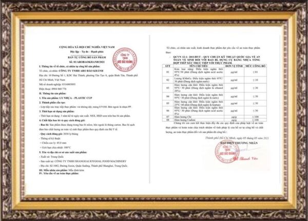 Công bố chất lượng ly capsule