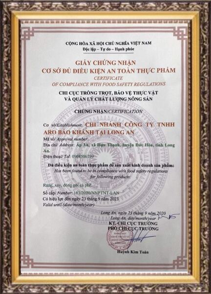 Giấy chứng nhận ATTP