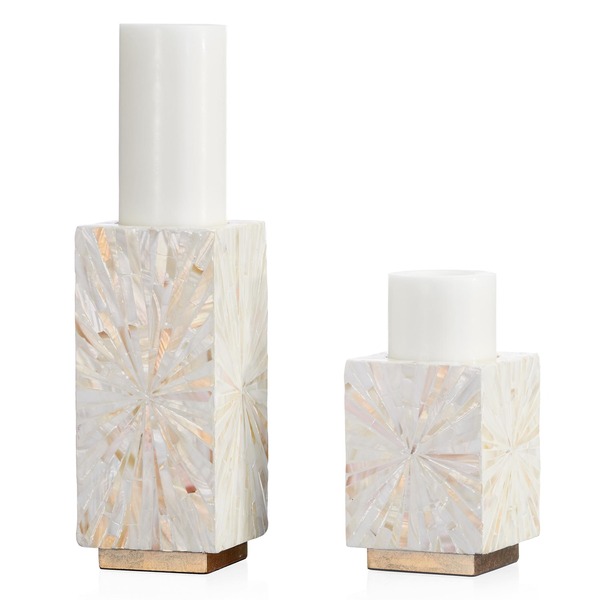 Chân nến khảm xà cừ màu trắng CH 401