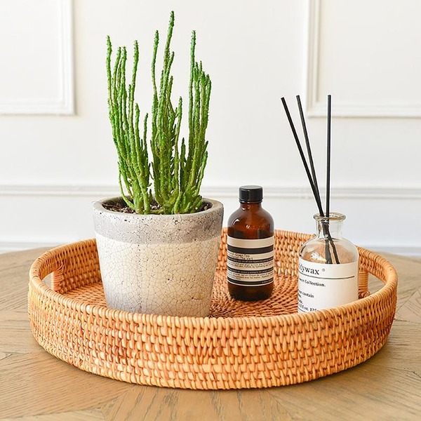 Khay mây tròn tự nhiên HNH 1002