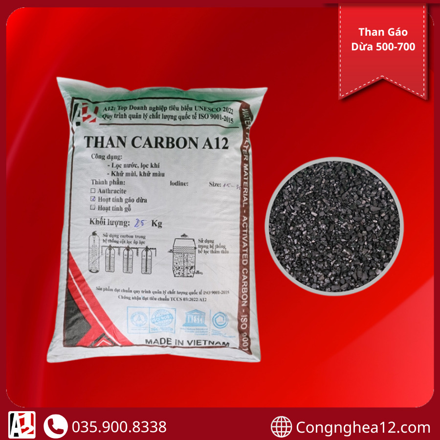 Than gáo dừa 500-700 - Công Nghệ A12 - Máy Lọc Nước A12 - Công Ty CP Công Nghệ Tập Đoàn A12