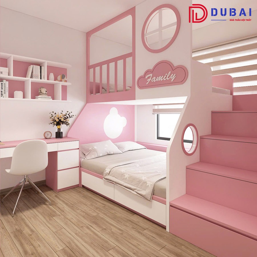 Giường tầng gỗ công nghiệp MDF GT-08 - Nội Thất DUBAI - Công Ty TNHH Nội Thất D&T Living