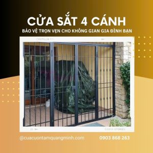 Cửa sắt cổng 4 cánh giá rẻ - Cửa Cuốn Tâm Quang Minh - Công Ty TNHH Thương Mại Dịch Vụ Sản Xuất Tâm Quang Minh