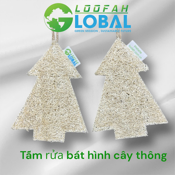 Tấm rửa chén xơ mướp hình cây thông - Sản Phẩm Từ Xơ Mướp Loofah Global - Công Ty Cổ Phần Tập Đoàn Loofah Global