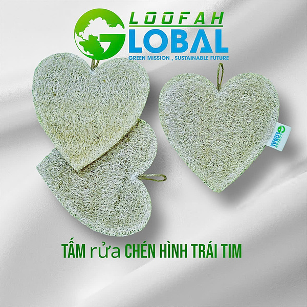 Tấm rửa chén xơ mướp hình trái tim - Sản Phẩm Từ Xơ Mướp Loofah Global - Công Ty Cổ Phần Tập Đoàn Loofah Global
