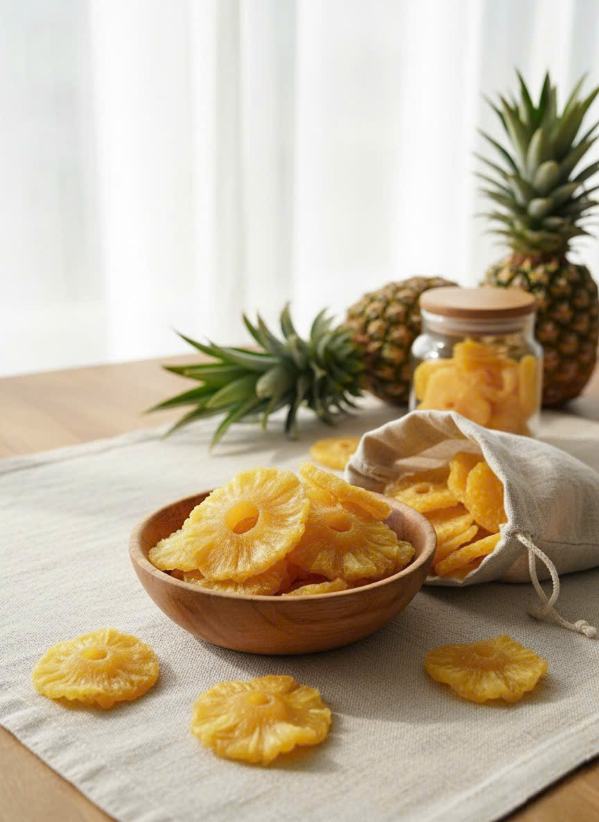 Gia công dứa sấy dẻo - Trái Cây Sấy Ba Sương - Long Mỹ - Công Ty Trách Nhiệm Hữu Hạn Ba Sương - Long Mỹ