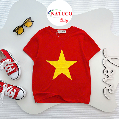 Áo tay ngắn thun lạnh cờ đỏ sao vàng