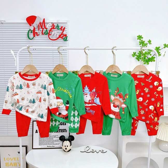 Bộ quần áo trẻ em Noel dài thun