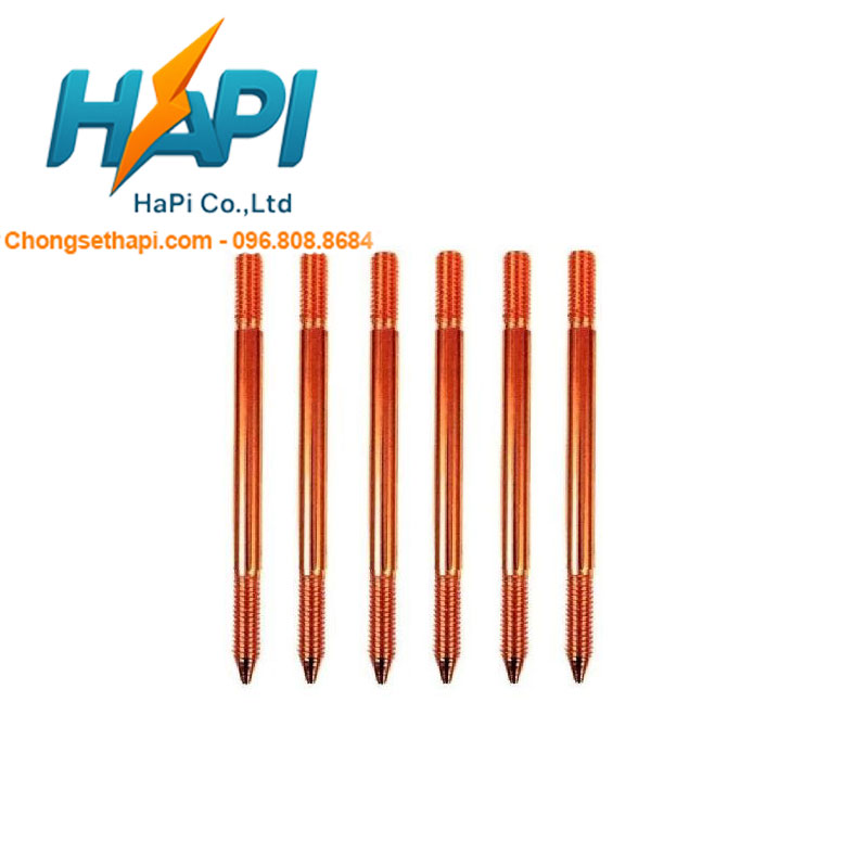 Cọc tiếp địa thép mạ đồng  D14-D16 - Thiết Bị Chống Sét Hapi - Công Ty TNHH Thương Mại Và Công Nghệ Hapi