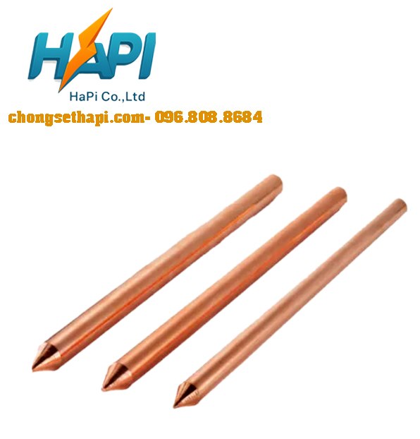 Cọc tiếp địa thép mạ đồng - Thiết Bị Chống Sét Hapi - Công Ty TNHH Thương Mại Và Công Nghệ Hapi