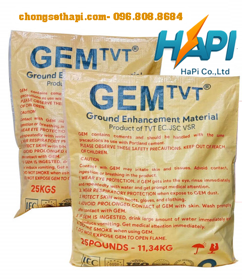 Hóa chất giảm điện trở đất Gem TVT - Thiết Bị Chống Sét Hapi - Công Ty TNHH Thương Mại Và Công Nghệ Hapi