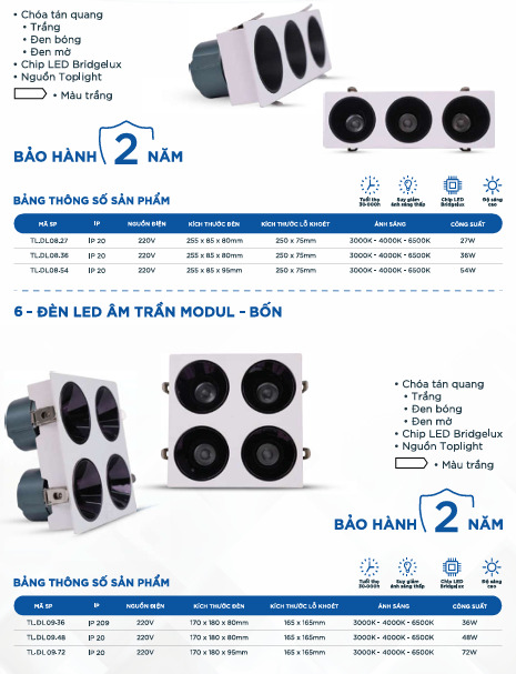 Đèn Led âm trần Modul