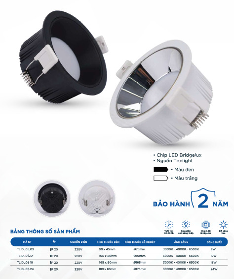 Đèn Led âm trần tán quang Dimable