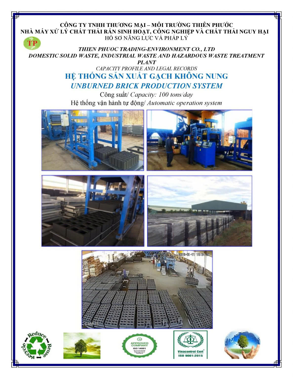 Hệ thống sản xuất gạch không nung - Xử Lý Chất Thải Sông Công - Công Ty TNHH Thương Mại - Dịch Vụ Sông Công
