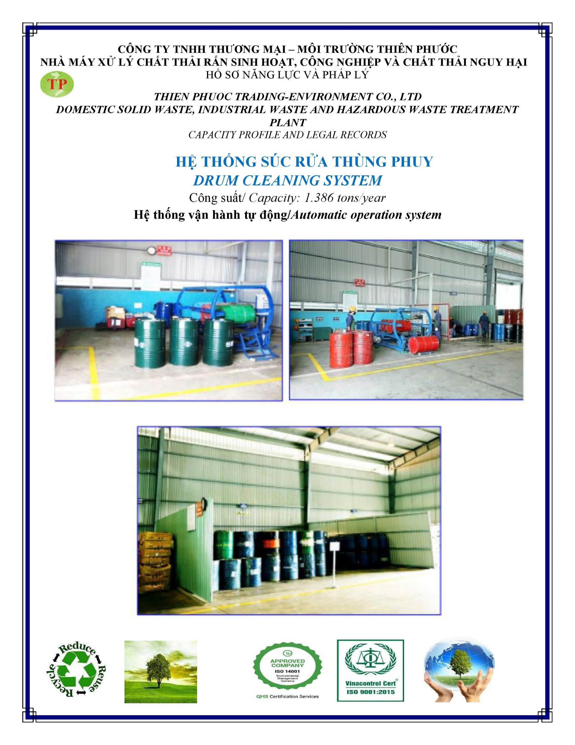 Hệ thống sục rửa thùng phuy - Xử Lý Chất Thải Sông Công - Công Ty TNHH Thương Mại - Dịch Vụ Sông Công