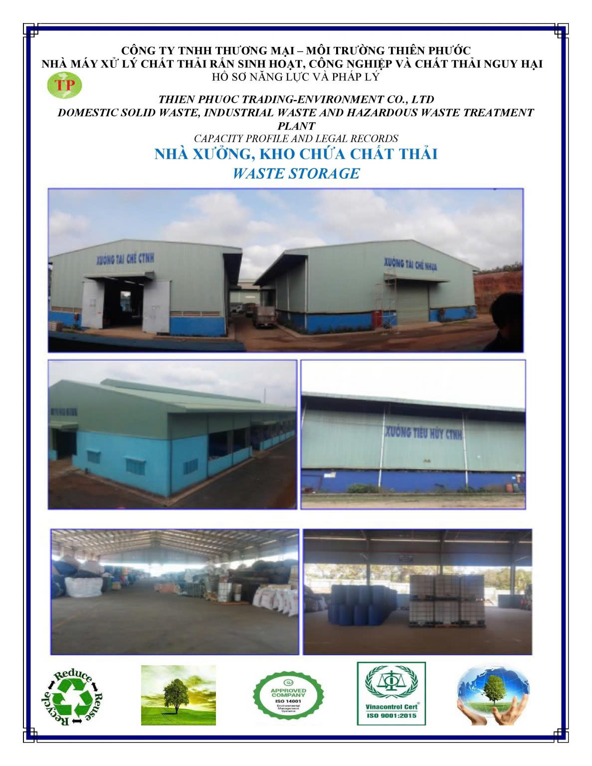 Nhà xưởng kho chứa chất thải - Xử Lý Chất Thải Sông Công - Công Ty TNHH Thương Mại - Dịch Vụ Sông Công