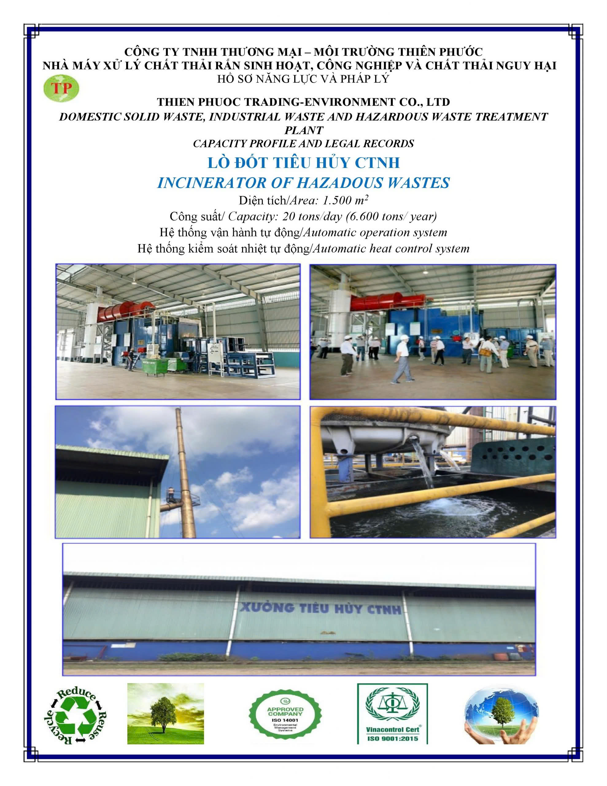 Lò đốt tiêu hủy CTNH - Xử Lý Chất Thải Sông Công - Công Ty TNHH Thương Mại - Dịch Vụ Sông Công