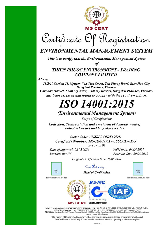 Chứng nhận ISO 14001:2015