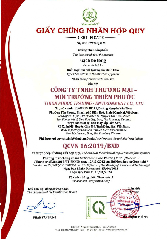 Chứng nhận QCVN 16:2019/BXD