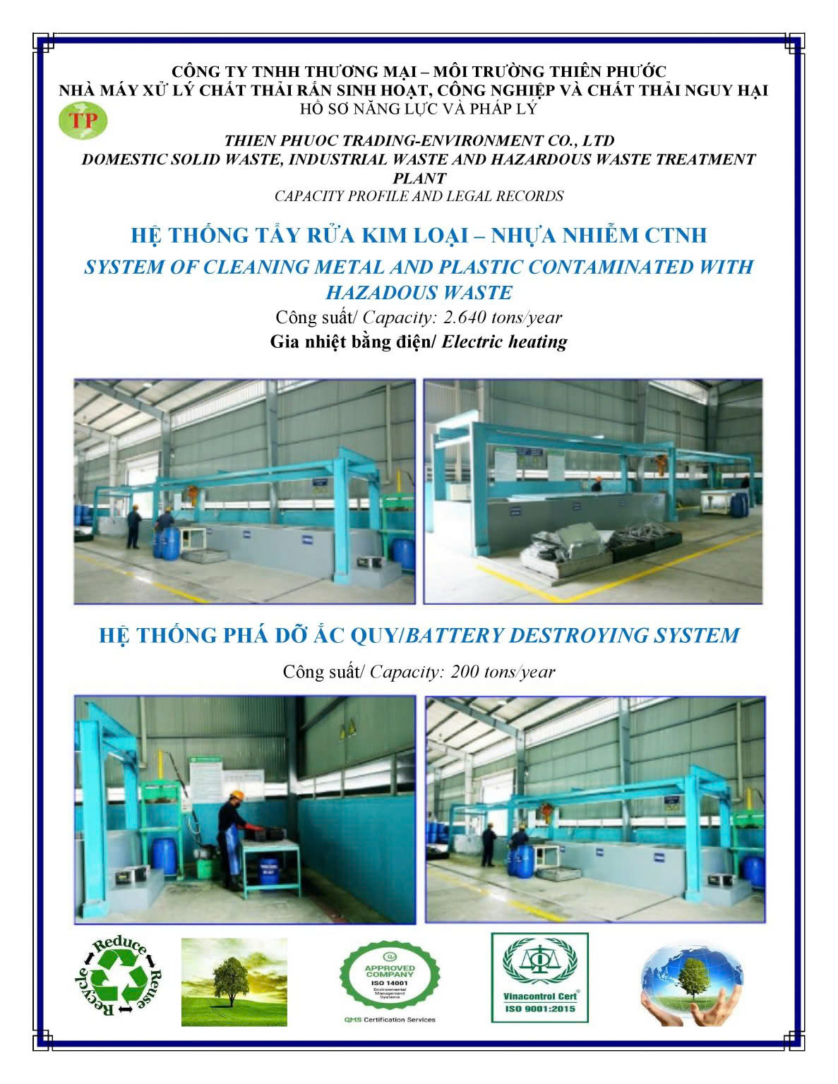 Hệ thống tẩy rửa kim loại nhựa nhiễm CTNH