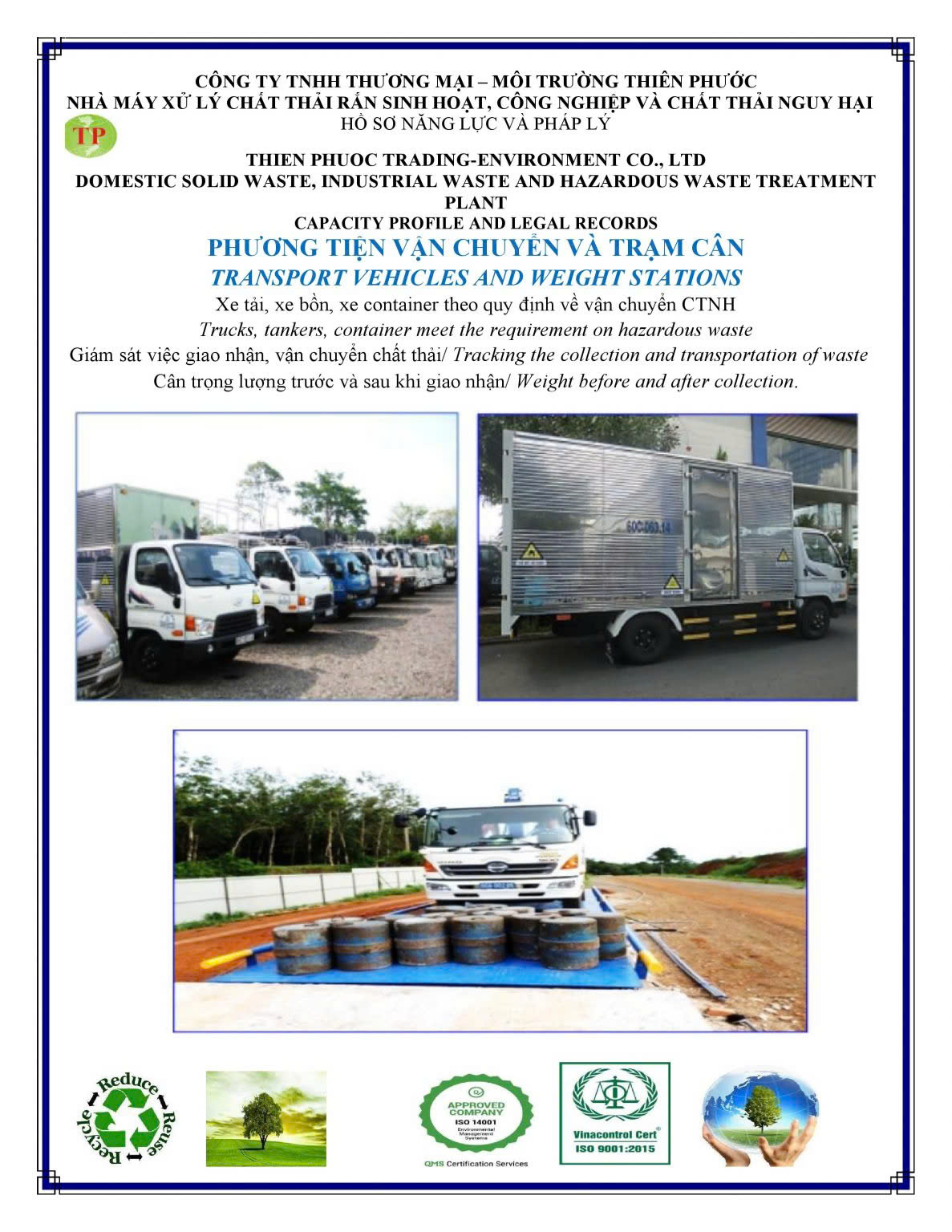 Phương tiện vận chuyển và trạm cân