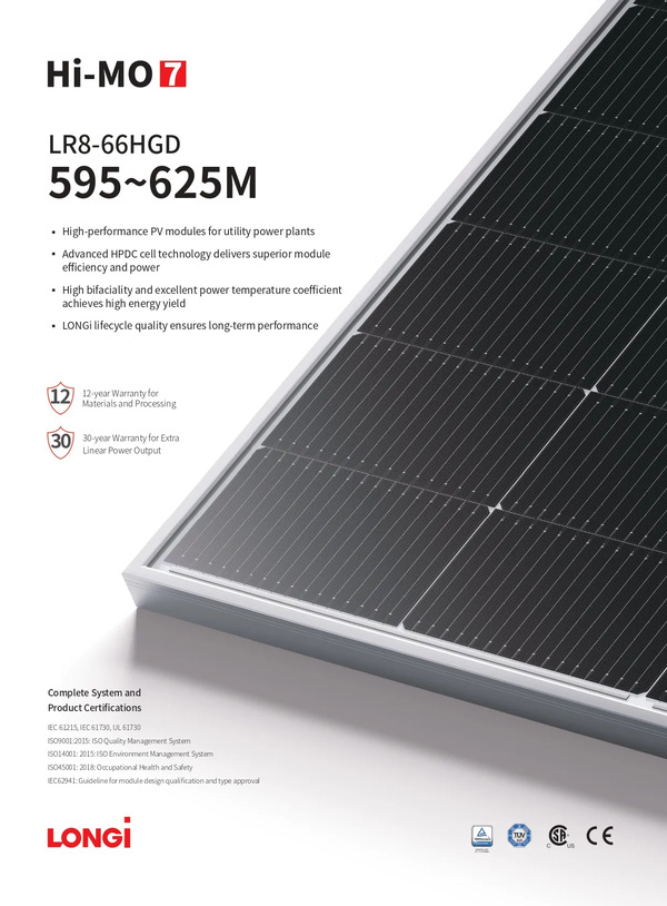 Tấm pin năng lượng mặt trời LONGI HIMO 7 595~625W