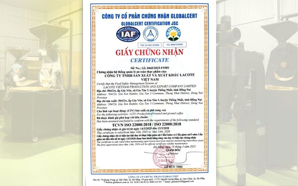 ISO 22000 - Laven Coffee - Công Ty TNHH Laven Group