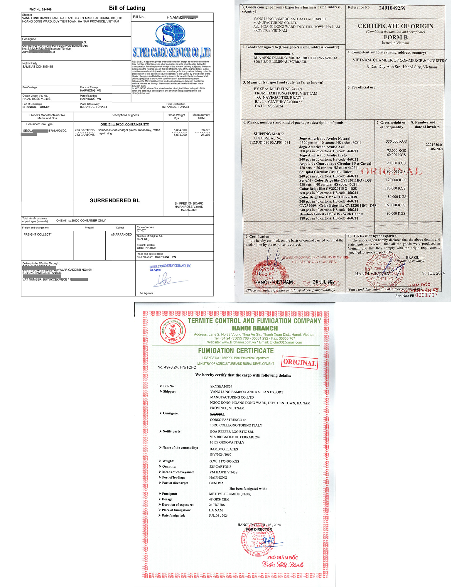 Chứng chỉ - Công Ty TNHH Sản Xuất Mây Tre Đan Xuất Khẩu Vang Lừng