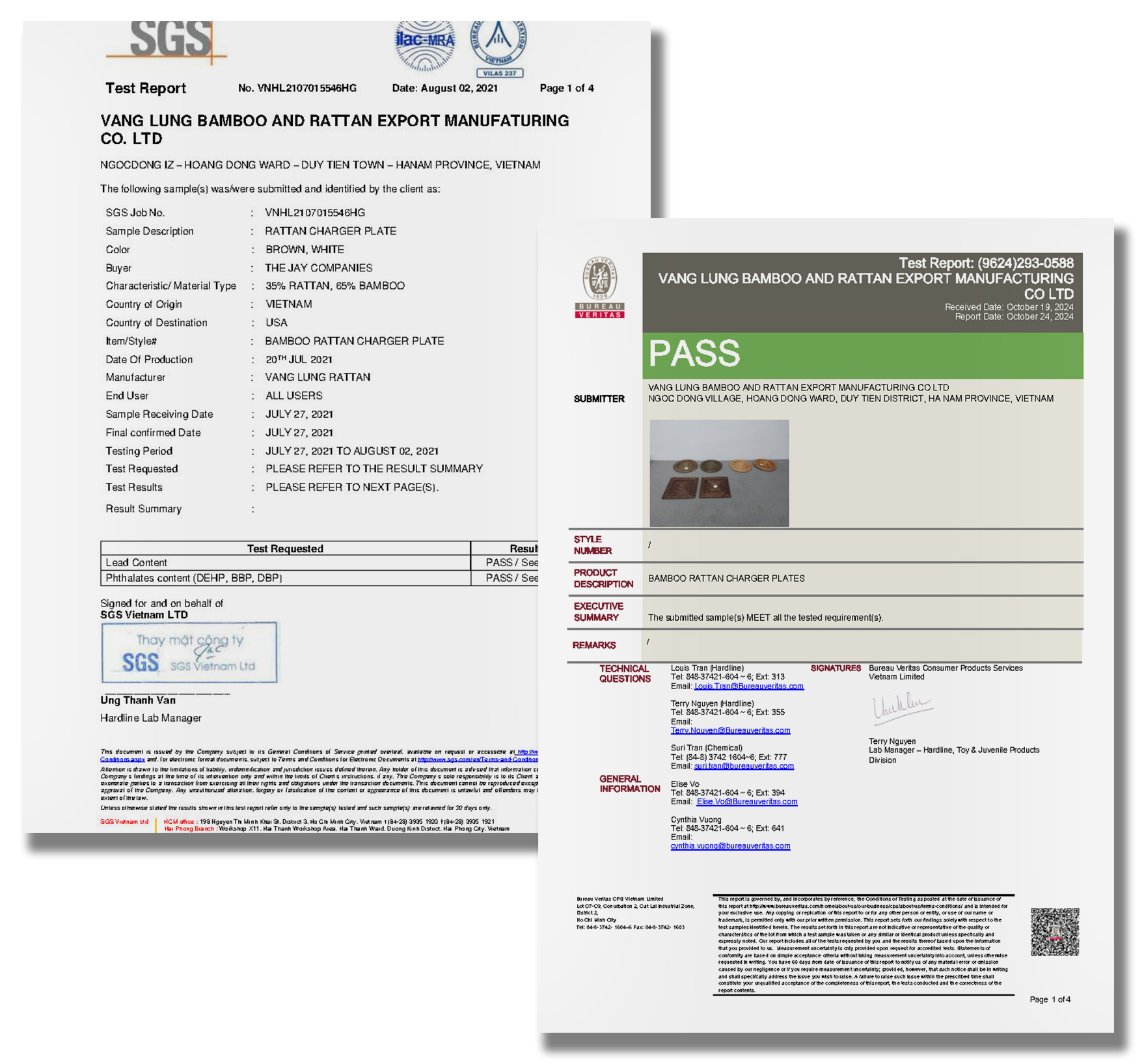 Chứng chỉ - Công Ty TNHH Sản Xuất Mây Tre Đan Xuất Khẩu Vang Lừng