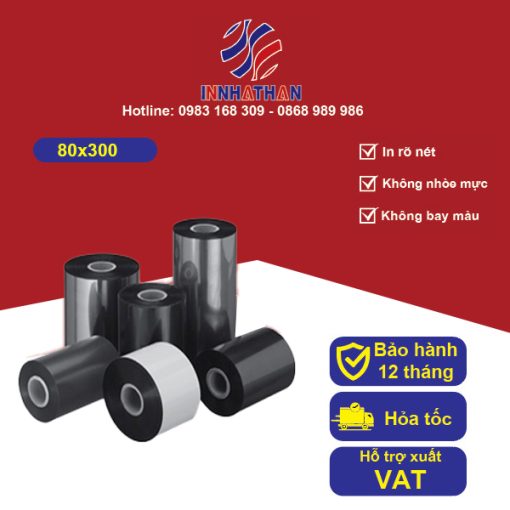 Mực in mã vạch Wax Resin 80mmx300m