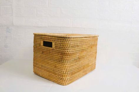 Giỏ mây đan chữ nhật đựng đồ đa năng có nắp - Thủ Công Mỹ Nghệ AnhVu - Công Ty TNHH AnhVu Handicrafts