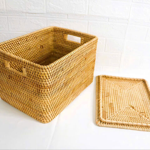 Giỏ mây đan chữ nhật đựng đồ đa năng có nắp - Thủ Công Mỹ Nghệ AnhVu - Công Ty TNHH AnhVu Handicrafts