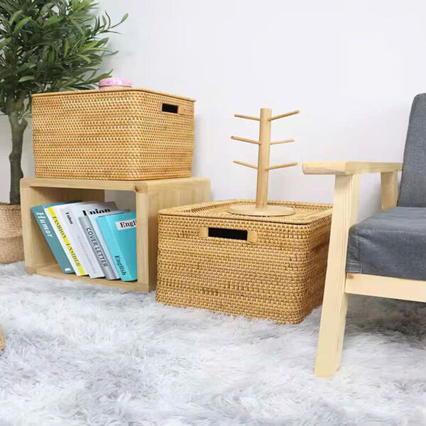 Giỏ mây đan chữ nhật đựng đồ đa năng có nắp - Thủ Công Mỹ Nghệ AnhVu - Công Ty TNHH AnhVu Handicrafts