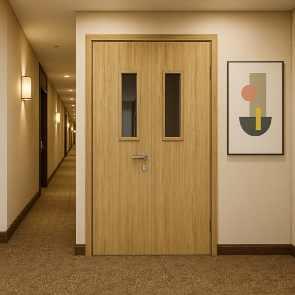 Cửa gỗ chống cháy 2 cánh kính - Cửa Chống Cháy Việt Tín - Công Ty Cổ Phần Đầu Tư Xây Dựng Quốc Tế Việt Tín