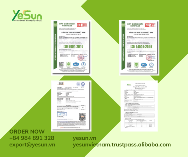 Hình ảnh chứng chỉ, chứng nhận - Công Ty TNHH Yesun Việt Nam